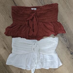 American Eagle Tube Tops - Rust and White